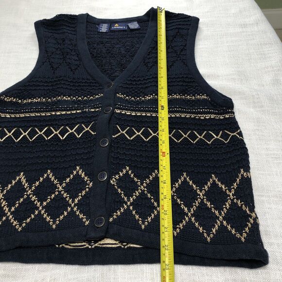 VTG 90s Liz Sport Sweater Vest Women M/L Crochet Button Cottagecore Grandma Y2K - Picture 13 of 14